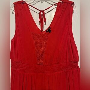 NEW: Torrid Red Blouse sleeveless with Lace Accent